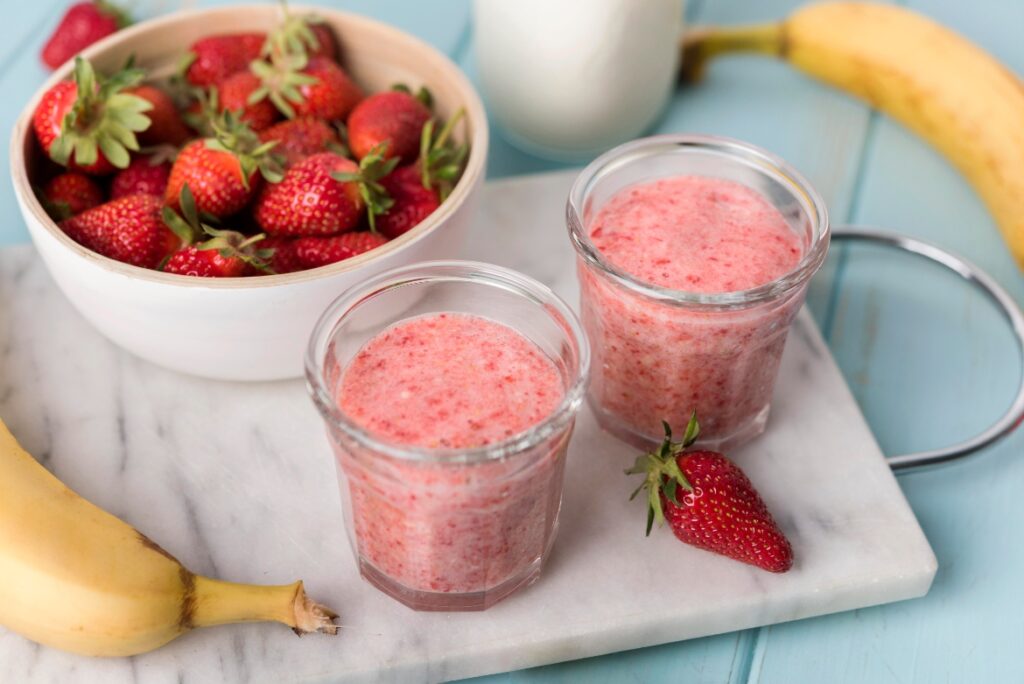 smoothie de fresas con proteína